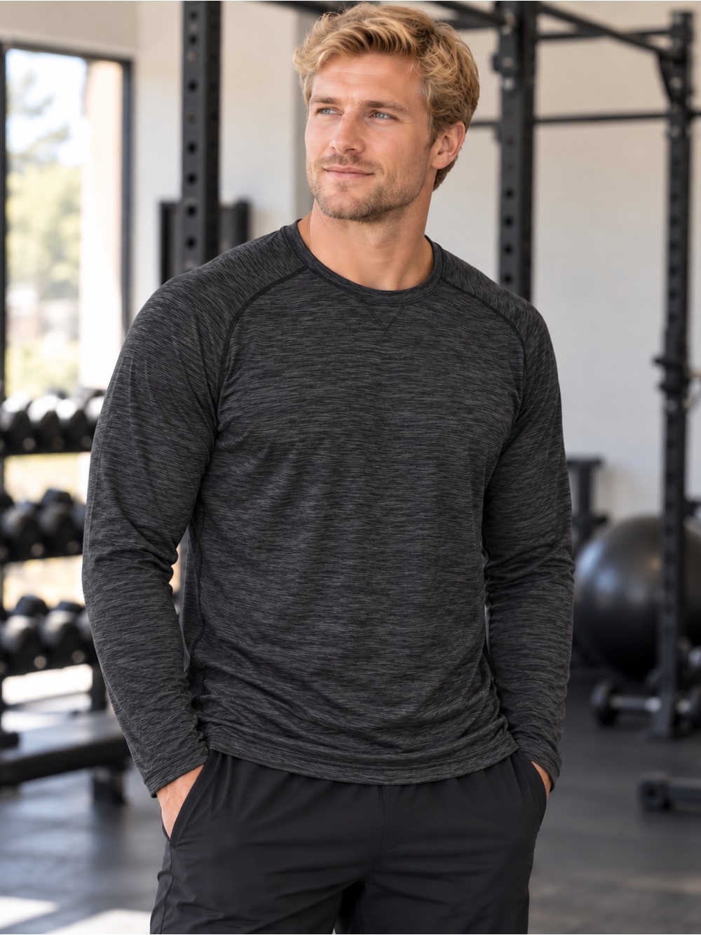 lululemon athletica Men's Gray Metal Vent Long-Sleeve Crew